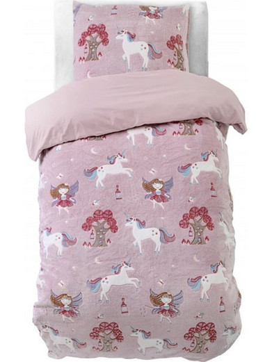 Fairy Tale Σετ Παιδική Παπλωματοθήκη Μονή Microfiber Φωσφοριζέ 140x220 Ροζ