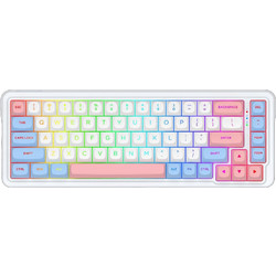 Redragon Nova K709 Pro Ασύρματο Μηχανικό Gaming Πληκτρολόγιο TenKeyLess με Mint Mambo Διακόπτες RGB White Pink