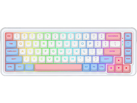 Redragon Nova K709 Pro Ασύρματο Μηχανικό Gaming Πληκτρολόγιο TenKeyLess με Mint Mambo Διακόπτες RGB White Pink