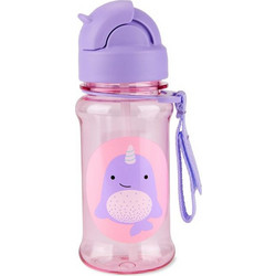 Skip Hop Narwhal Παιδικό Παγούρι Πλαστικό BPA Free με Καλαμάκι Ροζ Λιλά 355ml
