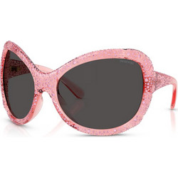 Swarovski SK6052 108887 Γυναικεία Γυαλιά Ηλίου Μάσκα Κοκάλινα Ροζ με Μαύρο Φακό