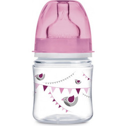 Canpol Βabies Easy Start Πλαστικό Μπιμπερό με Θηλή Σιλικόνης κατά των Κολικών 0+ Μηνών Birds Transparent Pink 120ml