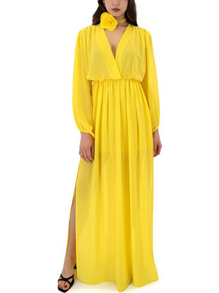 Dolce Domenica Maxi Φόρεμα για Γάμο / Βάπτιση Κίτρινο S25-25104K