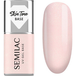 Semilac Skin Tone Glitter Rose Base Coat Glitter Ημιμόνιμο Βερνίκι Νυχιών 7ml