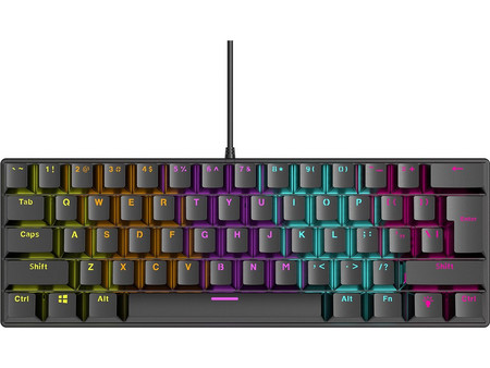 Rampage Plower K60 Μηχανικό Gaming Πληκτρολόγιο 60% με Custom Blue Διακόπτες RGB Black