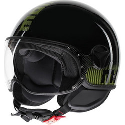 Momo FGTR Classic Stripes Glossy Black Yellow Fluo Κράνος Μηχανής Jet