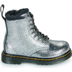 Dr. Martens Παιδικά Αρβυλάκια Ασημί Δερμάτινα με Φερμουάρ & Γούνα 31955040