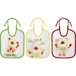 Lorelli Bear Σετ Σαλιάρες Υφασμάτινες με Κορδόνι Λευκές 3τμχ