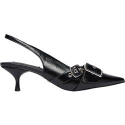 Steve Madden Γόβες Slingback Δερμάτινες με Λεπτό Χαμηλό Τακούνι Μαύρες SM11003440-001