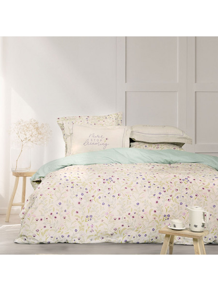 Nima Σετ Σεντόνια King Size Βαμβακερά 270x280 Dream Garden Μπεζ Πράσινο