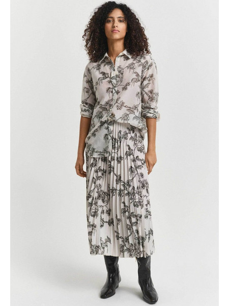Gant Μίντι Φούστα Υφασμάτινη Ψηλόμεση Πλισέ Floral Εκρού 4400199