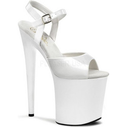Pleaser Flamingo 809 Γυναικεία Πέδιλα Λευκά με Λεπτό Ψηλό Τακούνι και Φιάπα