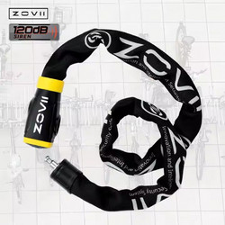 ZOVII Αντικλεπτική Αλυσίδα Μηχανής 120cm 8mm με Συναγερμό Μαύρη