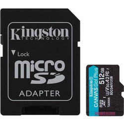 Kingston Canvas Go Plus Gen4 microSDXC 512GB Class 10 U3 V30 UHS-I A2 200MB/s + Adapter