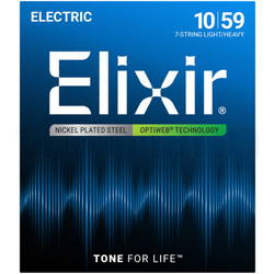 Elixir Strings 19074 Optiweb Σετ 7 Χορδές Ηλεκτρικής Κιθάρας Nickel Plated Steel 10-59"