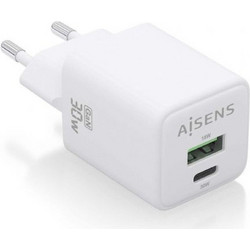 Aisens 30W2P037 Φορτιστής χωρίς Καλώδιο με Θύρα USB-A & Θύρα USB-C 30W