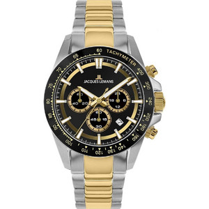 Jacques Lemans Liverpool Diver Ανδρικό Ρολόι Χρονογράφος με Ασημί Χρυσό Μεταλλικό Μπρασελέ 1-2207D