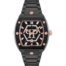 Philipp Plein Hexagon Phantom Ανδρικό Ρολόι με Μαύρο Μεταλλικό Μπρασελέ PWPUA1025
