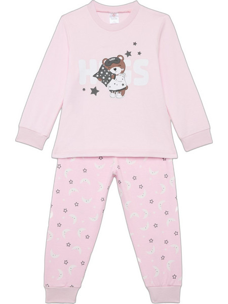 Pretty Baby Sleeping Bear Παιδική Πιτζάμα Βαμβακερή Χειμωνιάτικη Ροζ 69201