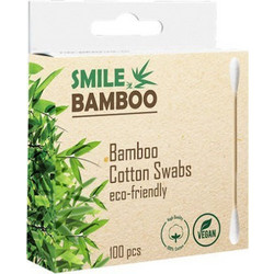 Smile Bamboo Μπατονέτες Βαμβακερές Bamboo Βιοδιασπώμενες Καφέ 100τμχ