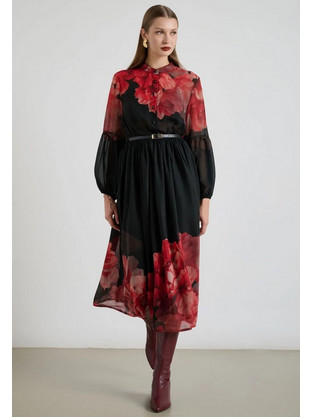 Desiree Midi Φόρεμα για Γάμο / Βάπτιση Floral Μαύρο 08.43050