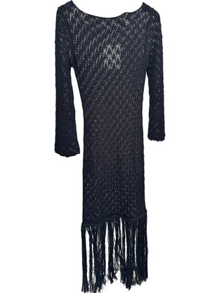 Combos Knitwear Midi Καλοκαιρινό Καθημερινό Φόρεμα Πλεκτό Navy Μπλε S5PLDL0038