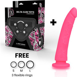 Delta Club Toys Harness Strap On με Dildo 17cm Ροζ