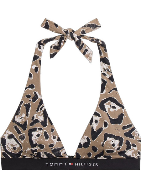 Tommy Hilfiger Bikini Top Τριγωνάκι Animal Print Μαύρο Μπεζ UW0UW06368-0GB