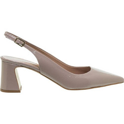 Mourtzi Γόβες Slingback Λουστρίνι με Χοντρό Ψηλό Τακούνι Μπεζ 55-561Z05