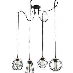 TK Lighting Galaxy Κρεμαστό Φωτιστικό Οροφής Πλέγμα Πολύφωτο E27 Μαύρο 70x70x130cm 1646