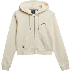 Superdry Γυναικεία Ζακέτα Φούτερ Μακριά με Κουκούλα και Φερμουάρ Εκρού W2012286A-8ML
