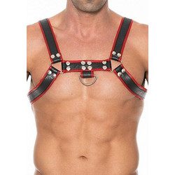Ouch! Uomo Chest Bulldog Λουριά Δεσίματος Μαύρα Κοκκινα
