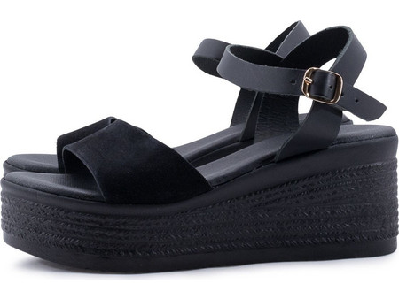 Love4shoes Καλοκαιρινές Γυναικείες Πλατφόρμες Χαμηλές Μαύρες 531