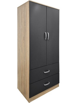 Pakoworld Δίφυλλη Ντουλάπα Ρούχων Alvia Ανθρακί 80x51.5x180cm 383-000175