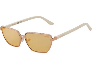 Guess GU00106 21E Γυναικεία Γυαλιά Ηλίου Cat Eye Κοκάλινα Λευκά με Καφέ Φακό