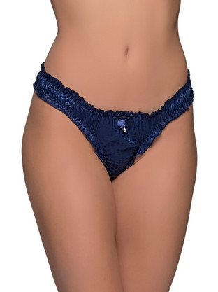 Milena By Paris Γυναικείο Sexy String με Πέρλες Navy Μπλε 7685