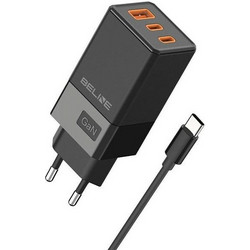 Beline BLN3CB65 Φορτιστής με Καλώδιο USB-C με Θύρα USB-A & 2 Θύρες USB-C 65W Quick Charge 3.0 & Power Delivery Black