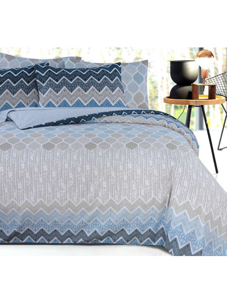 Espree Σετ Σεντόνια King Size Βαμβακερά με Λάστιχο 180x200+35 Kiris Blue