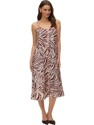 Vero Moda Josie Midi Καλοκαιρινό Καθημερινό Φόρεμα Ροζ Σοκολατί 10303398