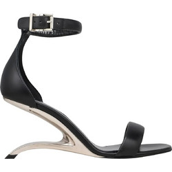Alexander McQueen Γυναικεία Πέδιλα Δερμάτινα Μαύρα με Λεπτό Ψηλό Τακούνι 700080WIC71-1081