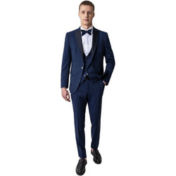 Versace 19V69 Adriano Ανδρικό Κοστούμι Χειμερινό με Στενή Εφαρμογή & Γιλέκο Navy Μπλε 07.33.ADRIANO