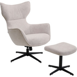 Kare Design Πολυθρόνα με Υποπόδιο Περιστρεφόμενη Μπεζ Jules