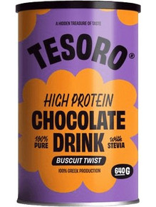 Tesoro High Protein Chocolate Drink Biscuit Twist Πρωτεΐνη Ορού Γάλακτος 640gr