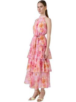 Desiree Midi Καλοκαιρινό Φόρεμα για Γάμο / Βάπτιση Floral Κοραλί 08.44067