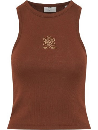 Funky Buddha Γυναικείο Καλοκαιρινό Crop Top Βαμβακερό Καφέ FBL013-130-04