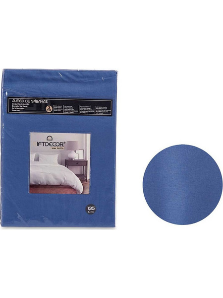 Gift Decor Σετ Σεντόνια Ημίδιπλα με Λάστιχο 135x200+45 Μπλε