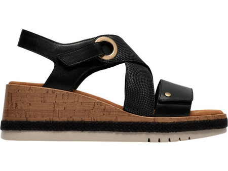 Clarks Kidiki Sun Καλοκαιρινές Γυναικείες Πλατφόρμες Χαμηλές Δερμάτινες Μαύρες 26185954