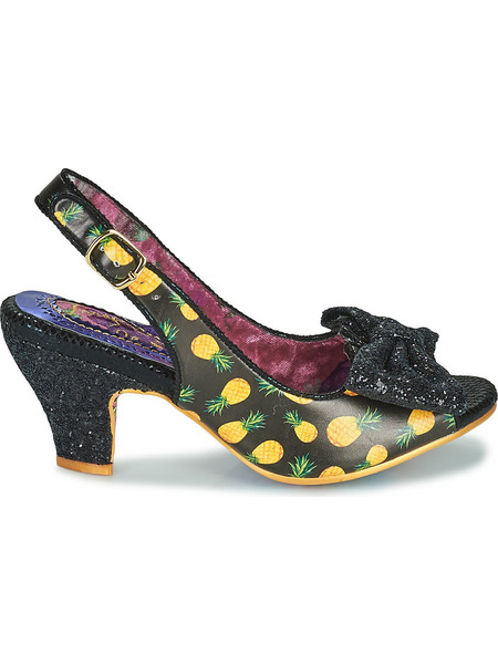Irregular Choice Γόβες Slingback Δερμάτινες με Χοντρό Χαμηλό Τακούνι & Φιόγκο Μαύρες 4561-1-L