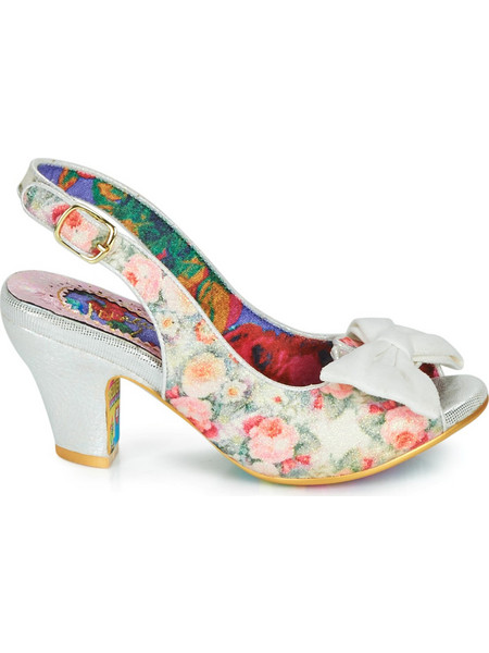 Irregular Choice Γόβες Slingback Δερμάτινες με Χοντρό Χαμηλό Τακούνι & Φιόγκο Λευκές 4561-1-C