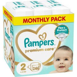 Pampers Premium Care Monthly Pack Πάνες No2 4-8Kg 246τμχ
